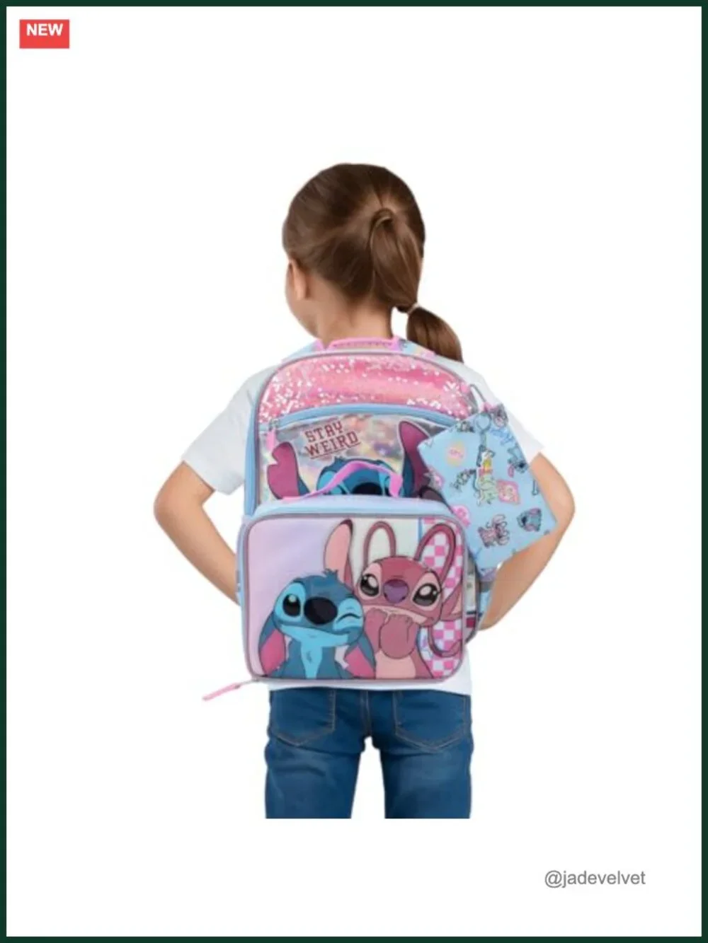 Holographic Backpack Lunch Set with Detachable Lunch Kit & Keychain